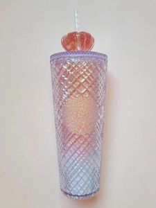 Diamond Radiant Goddess Cup met 710 ml zomer koud water beker Tumbler met stro dubbele laag plastic durian koffiemok 240507