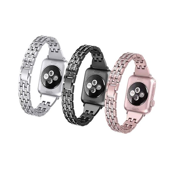 Smart Straps Diamond Rhinestone Bands Compatible con Apple Watch Band Straps 38 mm 40 mm 41 mm 42 mm 44 mm 45 mm Mujeres iWatch SE Series 7 6 5 4 3 2 1 Joyería elegante