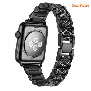 Diamond Strass Bandjes voor Apple Watch Band 38mm 40mm 41mm Serie 8 7 6 5 4 3 2 1 SE Bling Vervanging Armband iWatch Band Roestvrij Staal Metalen Polsband Band