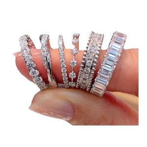 Diamanten Ring Vinger Fijne Sieraden Ontwerper Shining CZ Zirkoon Bruiloft Verlovingsringen voor Vrouwen Liefhebbers Geschenken
