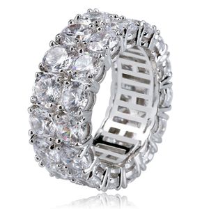 Diamond Ring Hip Hop Iced Ring Zilver 18 K Plated voor Minnaar Mode-sieraden Groothandel Set Diamond Copper Cubic Zirconia