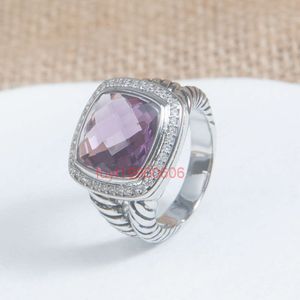 Diamanten ringen voor dames en heren Klassieke dames 14 mm Amethist Zirkoonringen Mode-sieraden Accessoires Ringen