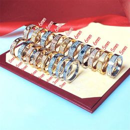 Tornillo de diamante anillo de amor hombres mujeres anillos clásico diseñador de lujo joyería mujer diamante titanio acero anillos oro plata rosa antialérgico 4-6 mm de ancho tamaño 5-11