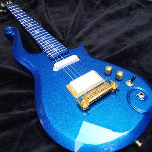 Livraison gratuite Diamond Series Metallic Blue Prince Cloud Guitare électrique Corps en aulne, Manche en érable, Cordier enveloppant, Incrustation de symboles
