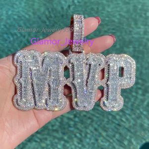 Diamanten set aangepaste alfanumerieke letter charme hanger echte vergulde vrouwen hiphop sieraden Iced Out DIY privé aangepaste naam Moissanite diamant