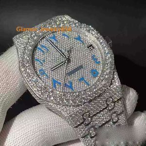 Conjunto de diamantes Moissanite Relojes para hombre Diamantes Sier automáticos Pasan la prueba Movimiento ETA de alta calidad Acero inoxidable Iced Out Zafiro Diamante resistente al agua