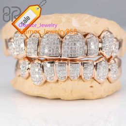 Bijoux sertis de diamants, dents Moissanite plaquées or invisibles avec coupe princesse Sier VVS, personnalisé Hip Hop glacé Grillz