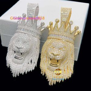 Diamanten settingDesigner sieradenIndividuele stijl Zilver 925 VVS Moissanite diamanten hiphop sieraden Iced Out Lion hanger ketting