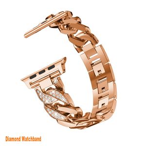 Diamond slimme riemen voor Apple Watch Band 49mm 44 mm 40 mm 42 mm 38 mm 41 mm 45 mm roestvrijstalen metalen armband magnetische lus Apple horloges 8 7 6 5 4 SE Stregeerstorige horlogeband