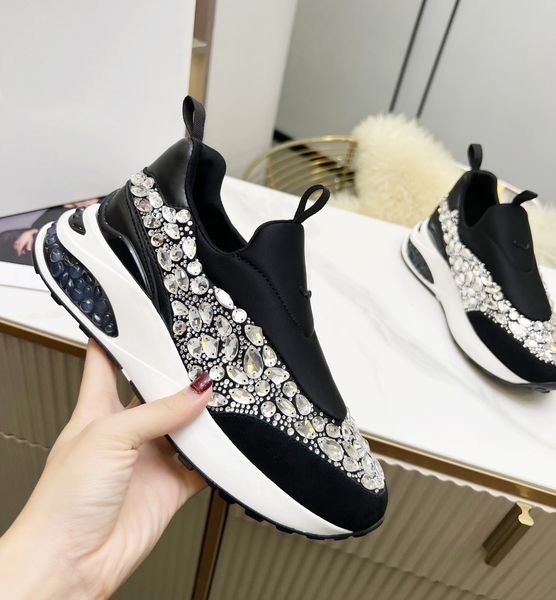 Zapatillas de deporte con diamantes, zapatos informales de diseñador para mujer, zapatillas de deporte de malla de lujo con plataforma de alta calidad