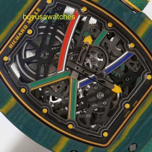Montre-bracelet de sport en diamant RM, automatique, mécanique, célèbre montre suisse, ensemble de montres de luxe, piste verte Rm67-02