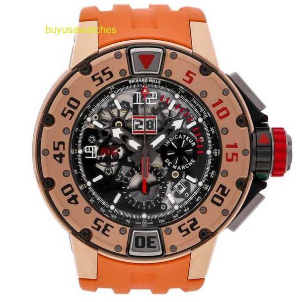 Reloj de pulsera deportivo con diamantes RM Reloj de pulsera RM032 Flyback Time Buceo Coche Reloj dorado para hombre RG