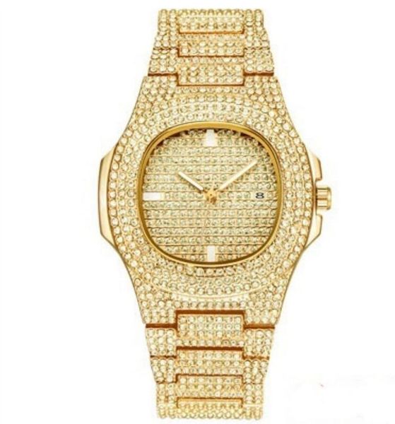Reloj de moda de acero inoxidable con diamantes para hombre y mujer, reloj suizo, reloj de cuarzo, reloj de pulsera informal de moda dorada Orologio