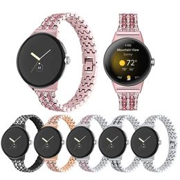 Diamond roestvrijstalen riem voor Google Pixel Watch Band vijf-kralen dames dames armband metalbands voor pixel horlogebanden 240326