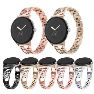 Bracelet en acier inoxydable diamant pour Google Pixel Watch Band Plum Blossom Metal Hommes Femmes Bling bracelet pour bracelets de montre pixel 240311