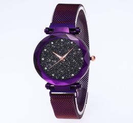 Diamond Starry Sky Dial Watch Beautiful Purple Quartz Womens Watch Ladies Watches Fashion Woman Wallwatches de pulsera 6677542