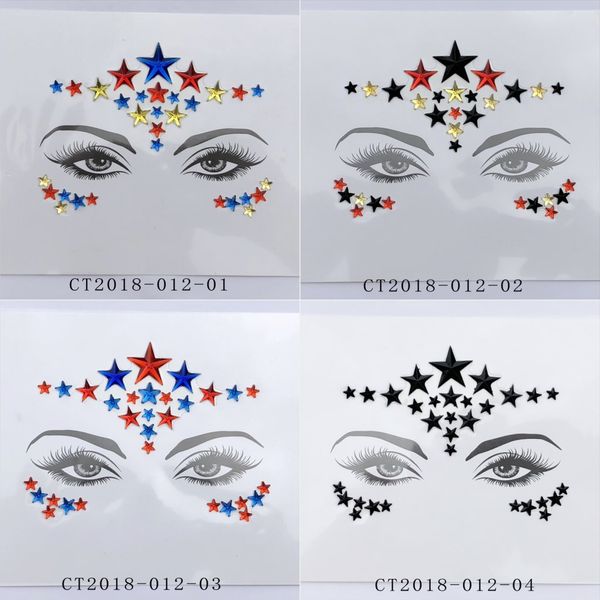 Diamant Autocollant Glitter Cristal Autocollants De Tatouage Pour Les Femmes Visage Front Paster Décorations De Mariage 23 styles RRA3720