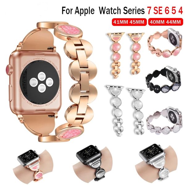 Bracelet en diamant pour Apple Watch Ultra 49mm 8 7 41mm 45mm Bijou de luxe Femme Bracelet en métal Bracelet iwatch série SE 6 5 4 3 40mm 44mmm 38mm 42mm Bande