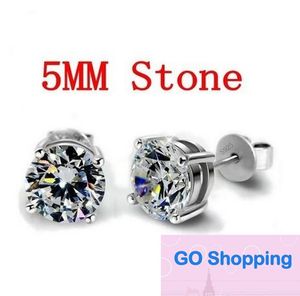 Diamond Stud Earring 100% Real 925 Sterling Silver Party Wedding Earbrongs For Women Men Betrokkenheid Sieraden