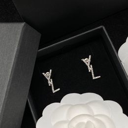 Diamond Stud Oorbellen Designer Sieraden Mode Zilveren Oorbel Voor Lady Vrouwen Party Studs Hoops Bruiloft Verloving Voor Bruid Box 2022