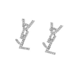 Diamond Stud Oorbellen Designer Sieraden Mode Zilveren Oorbel Voor Lady Vrouwen Party Studs Hoops Bruiloft Verloving Voor Bruid Box Q9