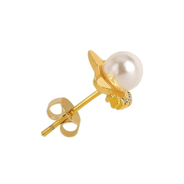 Boucles d'oreilles diamant femme platine mignon perle chat 2019 Simple doux bijoux discrets