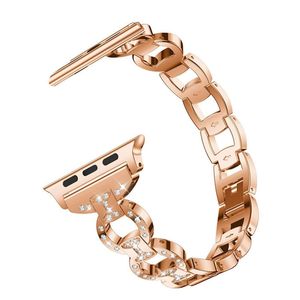 Bracelet clouté en diamant Bracelet en métal pour Apple Watch Series 6 5 4 SE Bandes Bracelet de remplacement Iwatch 38mm 42mm 40mm 44mm Bracelet de montre en acier inoxydable