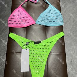 Diamant Swimwear Sexy Thongs Bikinis Set Designer Crystal Letter Swimsuit Beach Wear pour femmes