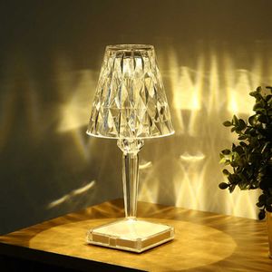 Diamant tafellamp acryl decoratie draadloos draagbare bureaulampen voor slaapkamer bed bar cadeau led night light aa230421
