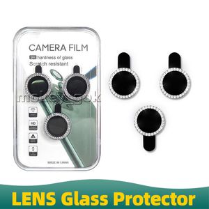Protector de pantalla de vidrio templado de diamante para iPhone 13 Pro Max Cubierta de lente de cámara de metal 12 14 PLUS 11