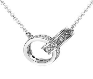 Diamant Tennis Pendentif Double Anneau Verrouillage Bijoux De Luxe Or Rose S925 Argent Clavicule Jumper Chaîne De Mode Simple Neckla9990301