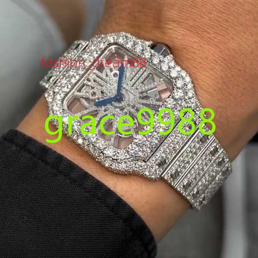 Diamond Tester VVS Moisanite High-Grade Personnalisez Iced VVS Moisanite Diamond Hip-Hop Electricity Watch Squelette Watch