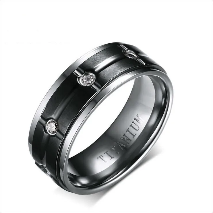 Bling Jewelry Simple Anillo De Boda De Titanio Negro Para Hombres Para  Mujeres Plata Dos Tonos Borde Biselado Ajuste Confort 8Mm  Amazones Moda