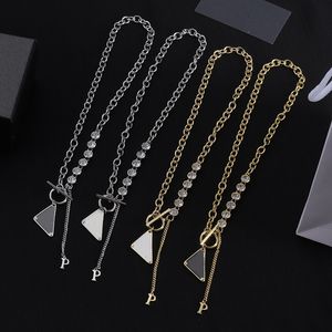 Diamant driehoek hanger ketting kettinggouden gouden zilveren ketens voor dames brief titanium stalen meisje kettingen beste huwelijksgeschenken voor feestjes designer sieraden