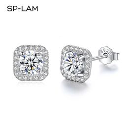 Diamant Ongebruikelijke Vierkante Halo Stud Oorbellen Voor Vrouwen Gecertificeerd 925 Sterling Zilver Trendy Fijne Verjaardag Sieraden 240113