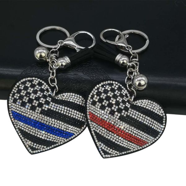 Diamant Velet UK drapeau américain coeur de pêche porte-clés pendentif hommes femmes mode amour coeur sacs porte-clés bijoux accessoires