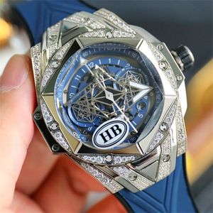 Diamond Watch 7750 Chronograaf Mechanische beweging 45 mm Sapphire Luminous Business polshorloges Steel Relojes Motre Be Luxe Men Watches