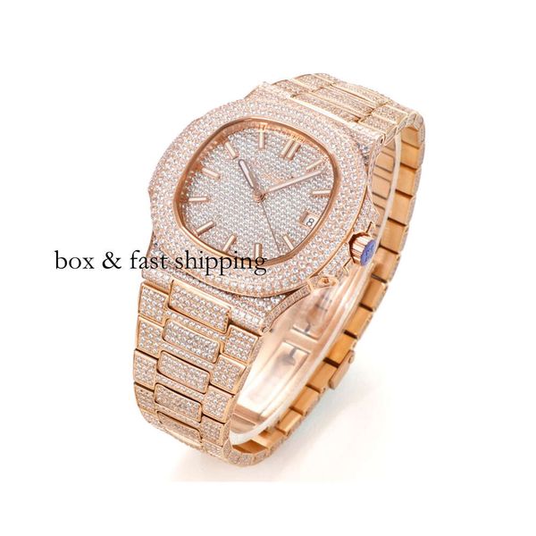 Reloj de diamantes 9015 Zircon Pp.324S SUPERCLONE 40 mm mecánico automático Pp5719 relojes deportivos transparentes AAAAA cristal para hombre Pp5719 58 montredeluxe