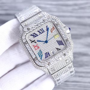 Diamond horloge automatische mechanische heren horloges 40 mm saffier met diamant bezaaide stalen armband vrouwen polshorloges Montre de luxe