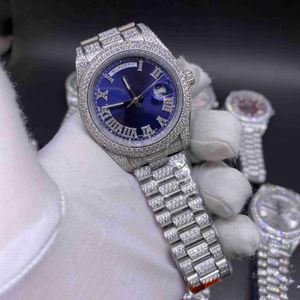 Montre de diamant automatique mécanique pour hommes montres pour hommes 41MM en acier inoxydable vie étanche cadran bleu classique montre-bracelet de créateur d'affaires