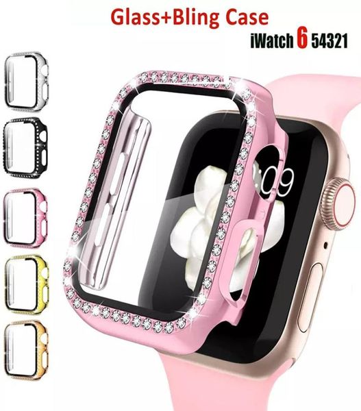Caso de relógio de diamante para apple watch case 38mm 42mm 40mm 44mm banda pc protetor de tela capa para iwatch série 5 4 3 24236497