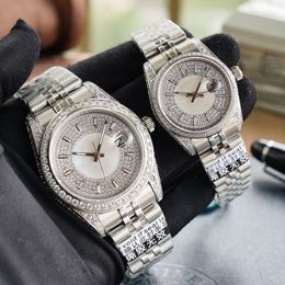Diamond Watch Pareja Reloj 41 mm 32 mm Mechanical Movemnet Diseñador de amantes de alta calidad Relojes Pulseras de acero inoxidable de goma Montre de luxe