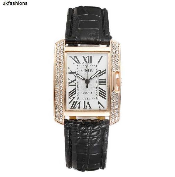 Reloj de diamantes Ct Otros relojes Venta al por mayor Deslumbrante esfera cuadrada Atmósfera de temperamento Relojes para mujer Bisel de diamantes Reloj de cuarzo para mujer Correa de cuero Lad HBZA