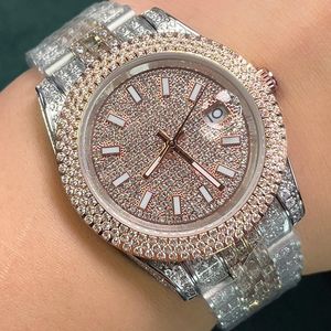 Montre de luxe en diamant pour hommes, mouvement mécanique automatique, étanche, bracelet en acier inoxydable saphir, 41mm, montre de luxe