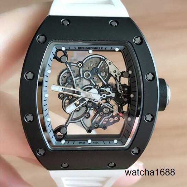 Reloj de diamantes Reloj de pulsera de diseñador Reloj de pulsera RM Rm055 Serie de relojes mecánicos automáticos Manual de cerámica negra hueca completa Rm055 Edición limitada 50 relojes