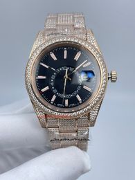 Diamond Watch High Quality Iced Out Watch Automatic Movement 42MM Rose Gold Two Stones Life Waterproof Stainless Frameless Set CZ Diamonds