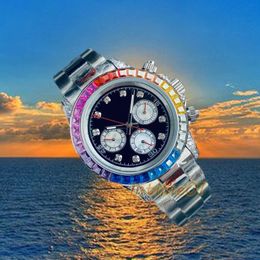 Diamond Watch Iced Out Watch Designer Horloges Herenhorloges 40 mm Regenboog met 8205 Automatisch mechanisch uurwerk Montre De Luxe