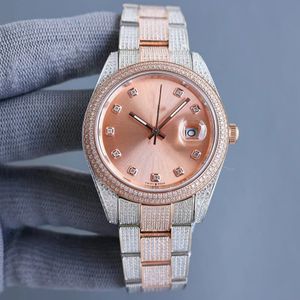 Diamanten horloge herenhorloges Fijne stalen band Saffierglas lens waterdicht en zweetbestendig cz diamant met doos en papier topkwaliteit 41 mm D11