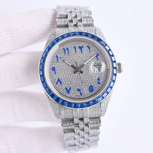 Diamond Watch Mens 2824 Automatic Metch Motchical Sapphire 41 mm avec bracelet en acier à tarte en diamant