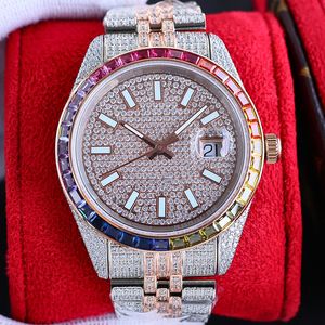 Diamond Watch Mens Automatic Mechanical 2824 Montres Sapphire 41 mm Bracelet en acier en diamant complet Wrist Wrists Montre de Luxe